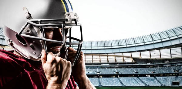 Jogador Futebol Americano Contra Estádio Rugby Amanhecer — Fotografia de Stock