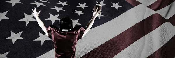 American Football Speler Tegen Close Van Amerikaanse Vlag — Stockfoto