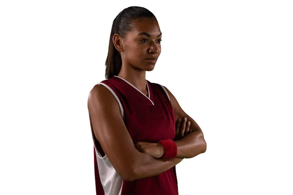 Tough Female Basketball Player Isolated White Background — Stock Photo, Image