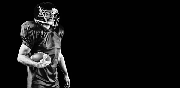American Football Speler Geïsoleerd Zwarte Achtergrond — Stockfoto