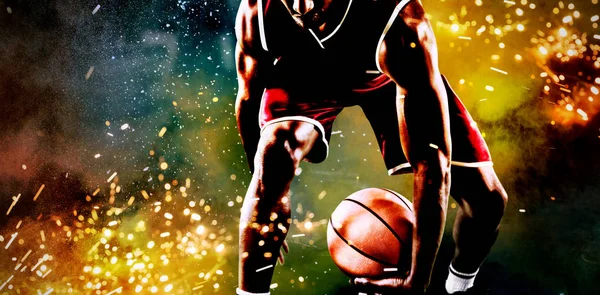 Баскетболист Против Брызг Пороха — стоковое фото