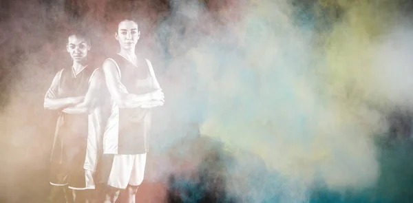 Basketbol Oyuncuları Renk Pudrasına Karşı — Stok fotoğraf