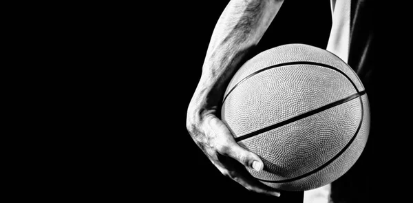 Jugador Baloncesto Aislado Sobre Fondo Negro — Foto de Stock