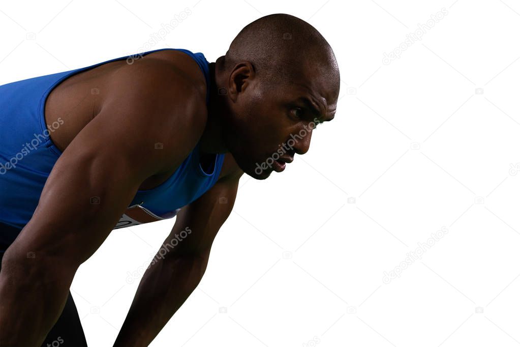 Focused Athlete isolated on white background