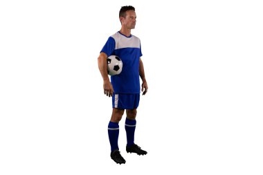 Odaklanmış Soccer Player beyaz arka plan izole