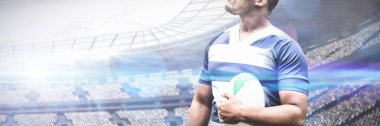 Sahada rugby topuna karşı Güçlü Rugby Oyuncusu