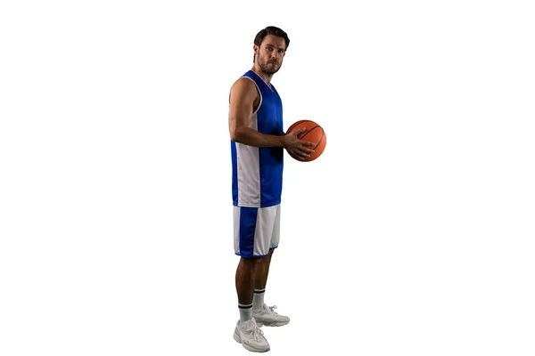 Basketbalspeler Geïsoleerd Witte Achtergrond — Stockfoto