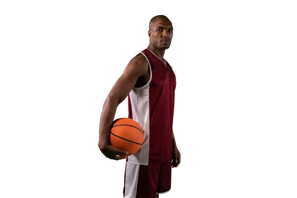 Afrikansk Amerikansk Basketspelare Isolerad Vit Bakgrund — Stockfoto