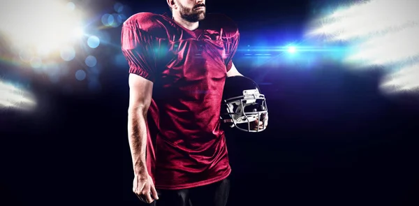 Jogador Futebol Americano Contra Vista Holofotes — Fotografia de Stock