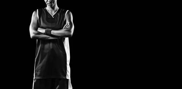 Tough Female Basketball Player Isolated Black Background — Stock Photo, Image