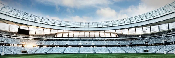 Vista Frontal Del Estadio Rugby Vacío Amanecer — Foto de Stock