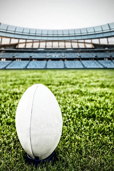 Pelota Rugby Campo Contra Estadio Rugby Amanecer — Foto de Stock