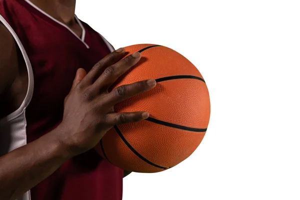 Joueur Basket Isolé Sur Fond Blanc — Photo