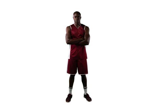 黒い背景に隔離されたバスケットボール選手 — ストック写真