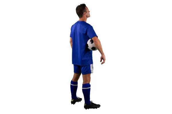 Focused Soccer Player Terisolasi Pada Latar Belakang Putih — Stok Foto