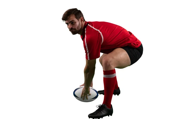 Sert Rugby Oyuncusu Beyaz Arka Planda Izole — Stok fotoğraf