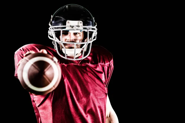 American Football Spieler Isoliert Auf Schwarzem Hintergrund — Stockfoto