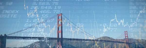 Voorraden Aandelen Tegen Uitzicht Golden Gate Bridge — Stockfoto