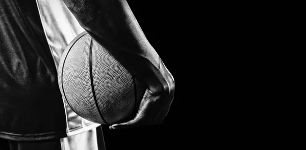 Basketball Joueur Isolé Sur Fond Noir — Photo
