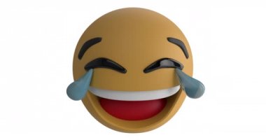 Beyaz arkaplanda gülen bir Lol emoji simgesinin canlandırması