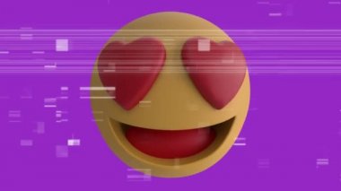 Mor bir arkaplanda kalp gözü olan bir aşk simgesinin canlandırması