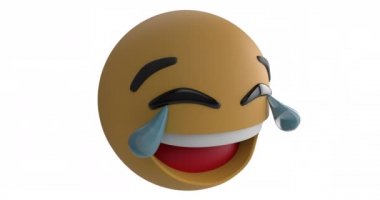 Beyaz arkaplanda gülen bir Lol emoji simgesinin canlandırması