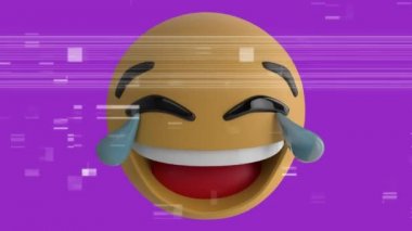 Mor bir arka planda, parazitli bir gülen ifade simgesinin canlandırması