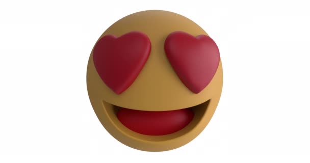 Animazione Icona Emoji Amore Con Occhi Cuore Uno Sfondo Bianco — Video Stock