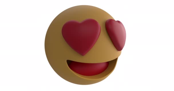 Animatie Van Een Liefde Emoji Icoon Met Hart Ogen Een — Stockvideo