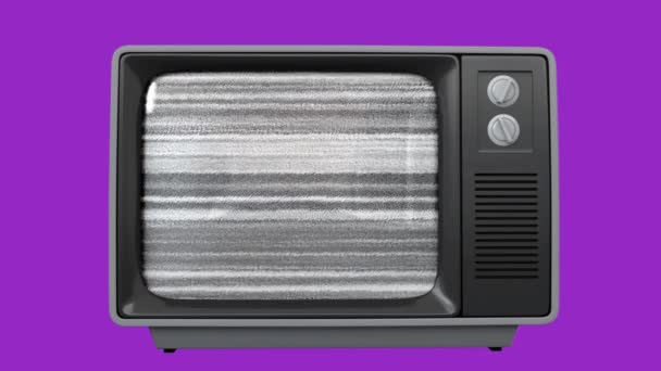 紫色の背景に設定されたテレビの画面に表示される怒りの絵文字アイコンのアニメーション — ストック動画