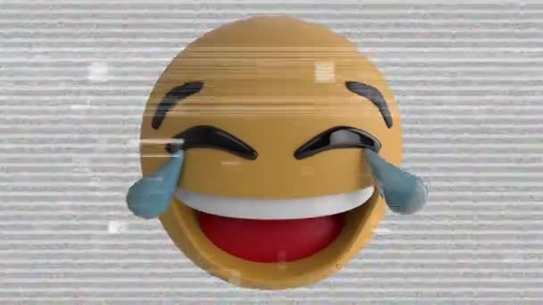 Анімація Смішної Ікони Lol Emoji Блідому Фоні Перешкодами — стокове відео