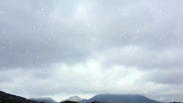 Animatie Van Het Winterlandschap Met Sneeuw Bewolkte Lucht — Stockvideo