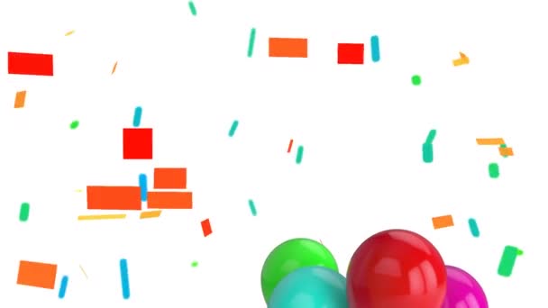 Animation Ballons Brillants Colorés Sur Des Cordes Flottant Dans Bouquet — Video