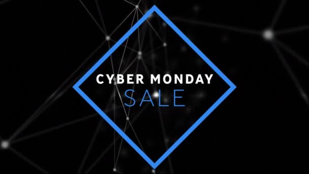 Animación Las Palabras Cyber Monday Sale Letras Blancas Azules Marco — Vídeo de stock