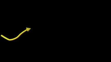 Siyah arka planda hareket eden bir kuyruğu olan üç boyutlu sarı bir okun animasyonu