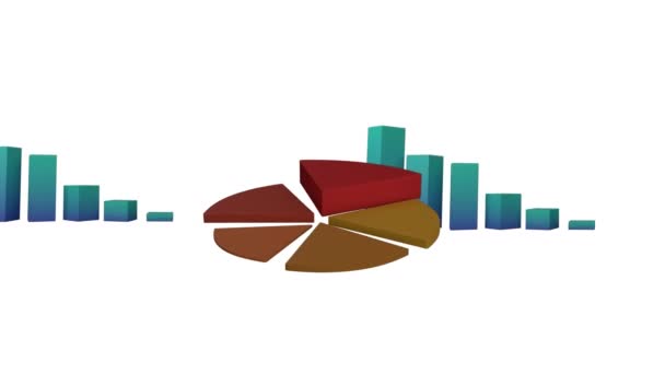 Animación Gráfico Circular Marrón Gráfico Bloques Azules Sobre Fondo Blanco — Vídeo de stock