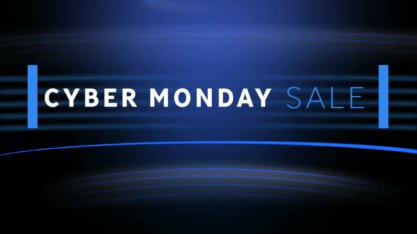 Animación Las Palabras Cyber Monday Sale Letras Blancas Azules Con — Vídeos de Stock