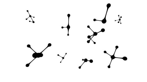 Анимация Трехмерных Черных Абстрактных Молекул Вращающихся Белом Фоне — стоковое видео