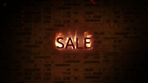 Animation Word Sale Flames Patterned Background — Stock Video
