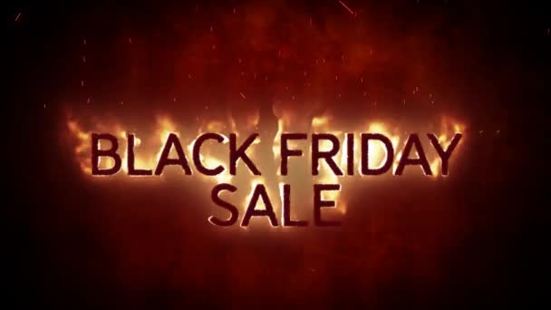 Animación Las Palabras Black Friday Sale Llamas Sobre Fondo Negro — Vídeos de Stock