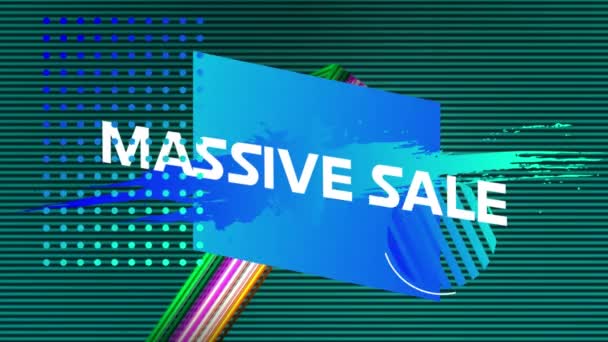 Animation Words Massive Sale White Letters Turquoise Blue Paint Splat — Stock Video