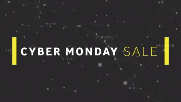 Animation Words Cyber Monday Sale White Yellow Letters Data Processing — Stock Video