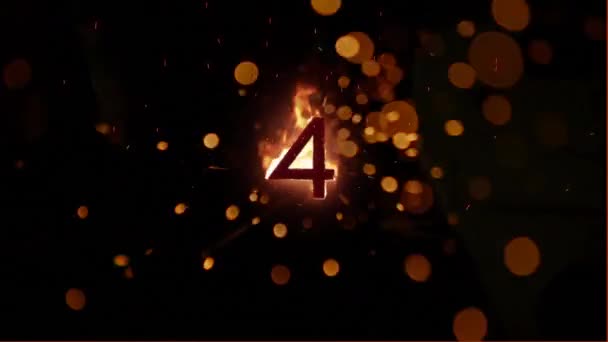 Animation Number Flames Circles Black Background — Stock Video