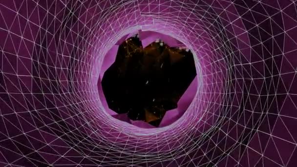 Animation Buste Humain Mouvement Formé Particules Grises Tunnel Maille Rose — Video