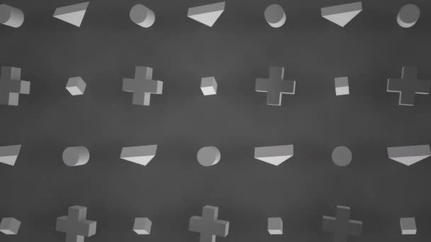 Animación Formas Abstractas Grises Moviéndose Formación Sobre Fondo Gris — Vídeos de Stock