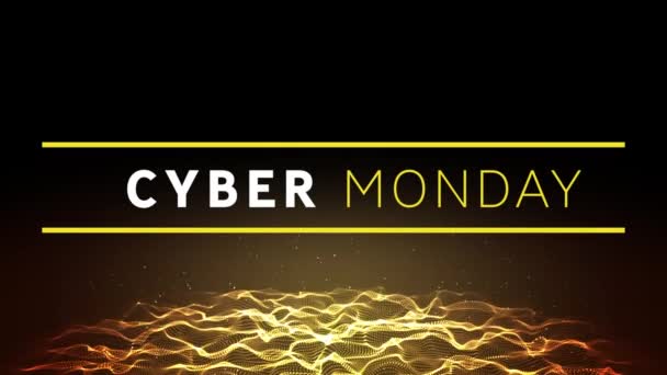 Animación Las Palabras Cyber Monday Letras Blancas Amarillas Con Ondas — Vídeos de Stock