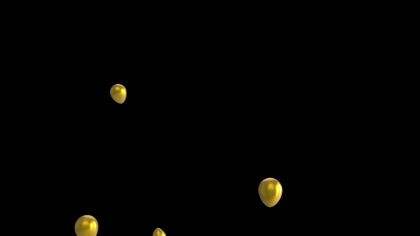 Animazione Palloncini Oro Galleggianti Sfondo Nero — Video Stock