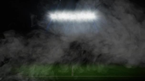 Анимация Облаков Дыма Перед Спортивным Стадионом — стоковое видео