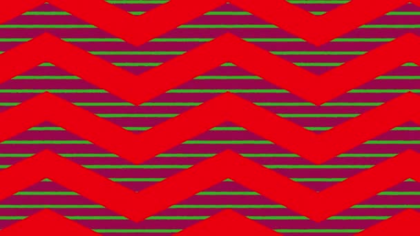 Animation Red Zig Zag Christmas Pattern Red Green Moving Stripes — Stock Video