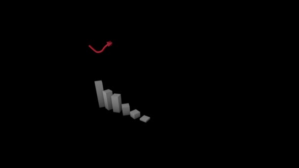 Animation Grey Block Graph Pink Arrow Pointing Upward Black Background — Stock Video